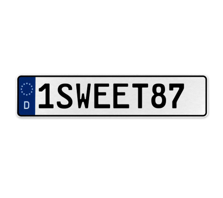 1SWEET87  - White Aluminum Street Sign Mancave Euro Plate Name Door Sign Wall