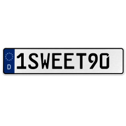 1SWEET90  - White Aluminum Street Sign Mancave Euro Plate Name Door Sign Wall