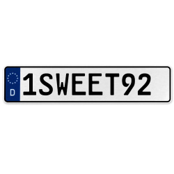 1SWEET92  - White Aluminum Street Sign Mancave Euro Plate Name Door Sign Wall