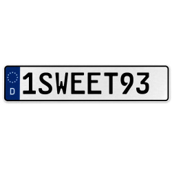 1SWEET93  - White Aluminum Street Sign Mancave Euro Plate Name Door Sign Wall