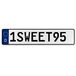 1SWEET95  - White Aluminum Street Sign Mancave Euro Plate Name Door Sign Wall