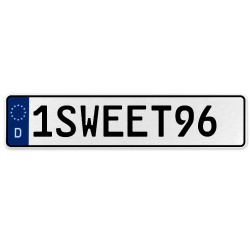 1SWEET96  - White Aluminum Street Sign Mancave Euro Plate Name Door Sign Wall