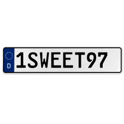 1SWEET97  - White Aluminum Street Sign Mancave Euro Plate Name Door Sign Wall