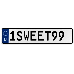 1SWEET99  - White Aluminum Street Sign Mancave Euro Plate Name Door Sign Wall