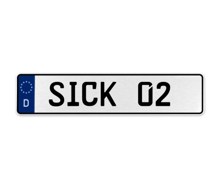 SICK 02  - White Aluminum Street Sign Mancave Euro Plate Name Door Sign Wall