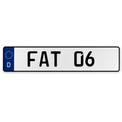 FAT 06  - White Aluminum Street Sign Mancave Euro Plate Name Door Sign Wall Art
