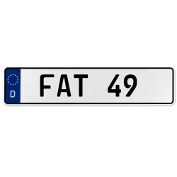 FAT 49  - White Aluminum Street Sign Mancave Euro Plate Name Door Sign Wall Art