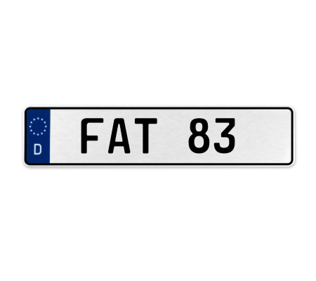 FAT 83  - White Aluminum Street Sign Mancave Euro Plate Name Door Sign Wall Art