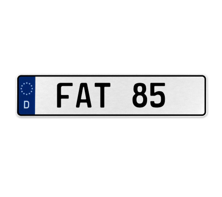 FAT 85  - White Aluminum Street Sign Mancave Euro Plate Name Door Sign Wall Art