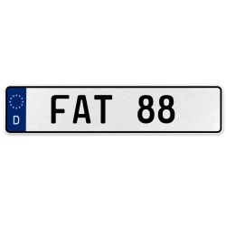 FAT 88  - White Aluminum Street Sign Mancave Euro Plate Name Door Sign Wall Art