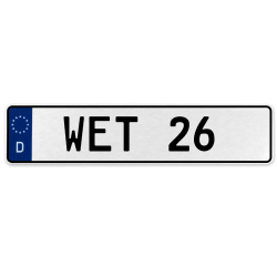 WET 26  - White Aluminum Street Sign Mancave Euro Plate Name Door Sign Wall Art