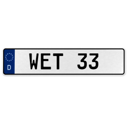 WET 33  - White Aluminum Street Sign Mancave Euro Plate Name Door Sign Wall Art