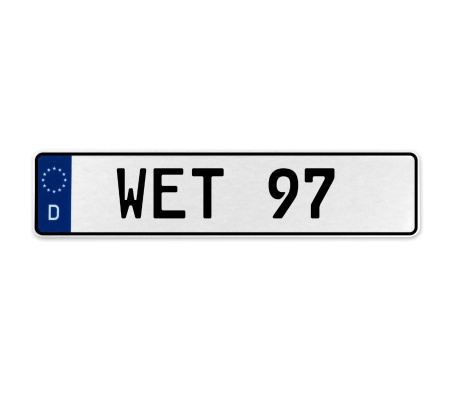 WET 97  - White Aluminum Street Sign Mancave Euro Plate Name Door Sign Wall Art