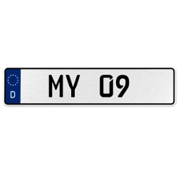 MY 09  - White Aluminum Street Sign Mancave Euro Plate Name Door Sign Wall Art