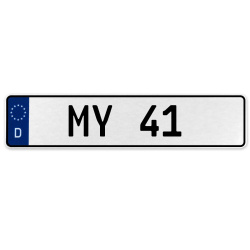 MY 41  - White Aluminum Street Sign Mancave Euro Plate Name Door Sign Wall Art