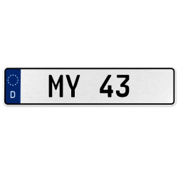 MY 43  - White Aluminum Street Sign Mancave Euro Plate Name Door Sign Wall Art
