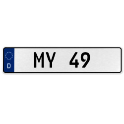 MY 49  - White Aluminum Street Sign Mancave Euro Plate Name Door Sign Wall Art