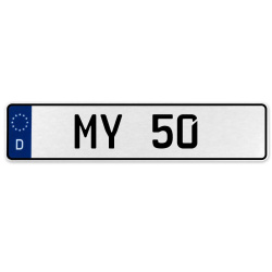 MY 50  - White Aluminum Street Sign Mancave Euro Plate Name Door Sign Wall Art