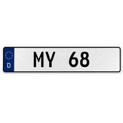MY 68  - White Aluminum Street Sign Mancave Euro Plate Name Door Sign Wall Art