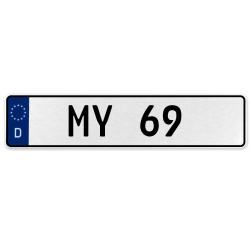 MY 69  - White Aluminum Street Sign Mancave Euro Plate Name Door Sign Wall Art