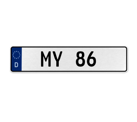 MY 86  - White Aluminum Street Sign Mancave Euro Plate Name Door Sign Wall Art
