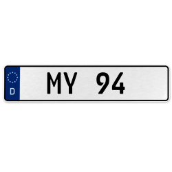 MY 94  - White Aluminum Street Sign Mancave Euro Plate Name Door Sign Wall Art